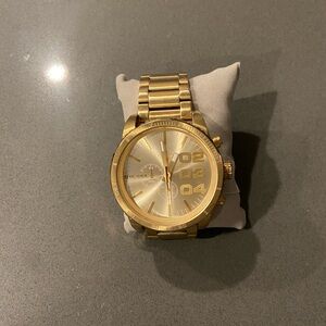 Diesel Gold-Tone Watch with Bold Dial